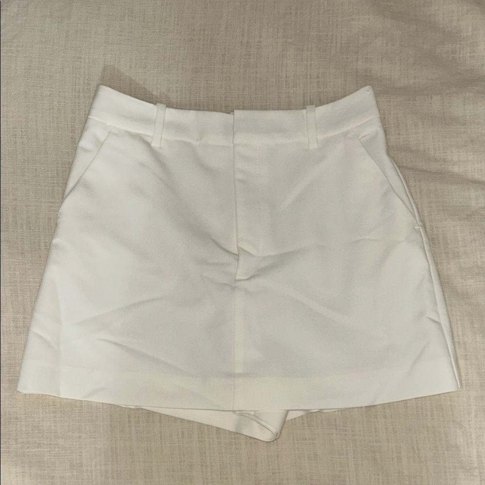 Zara White Tailored Skort with Belt Loops